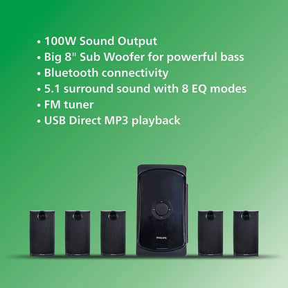 Philips TAV7587 - 100W RMS 5.1 Channel Multimedia Speaker System