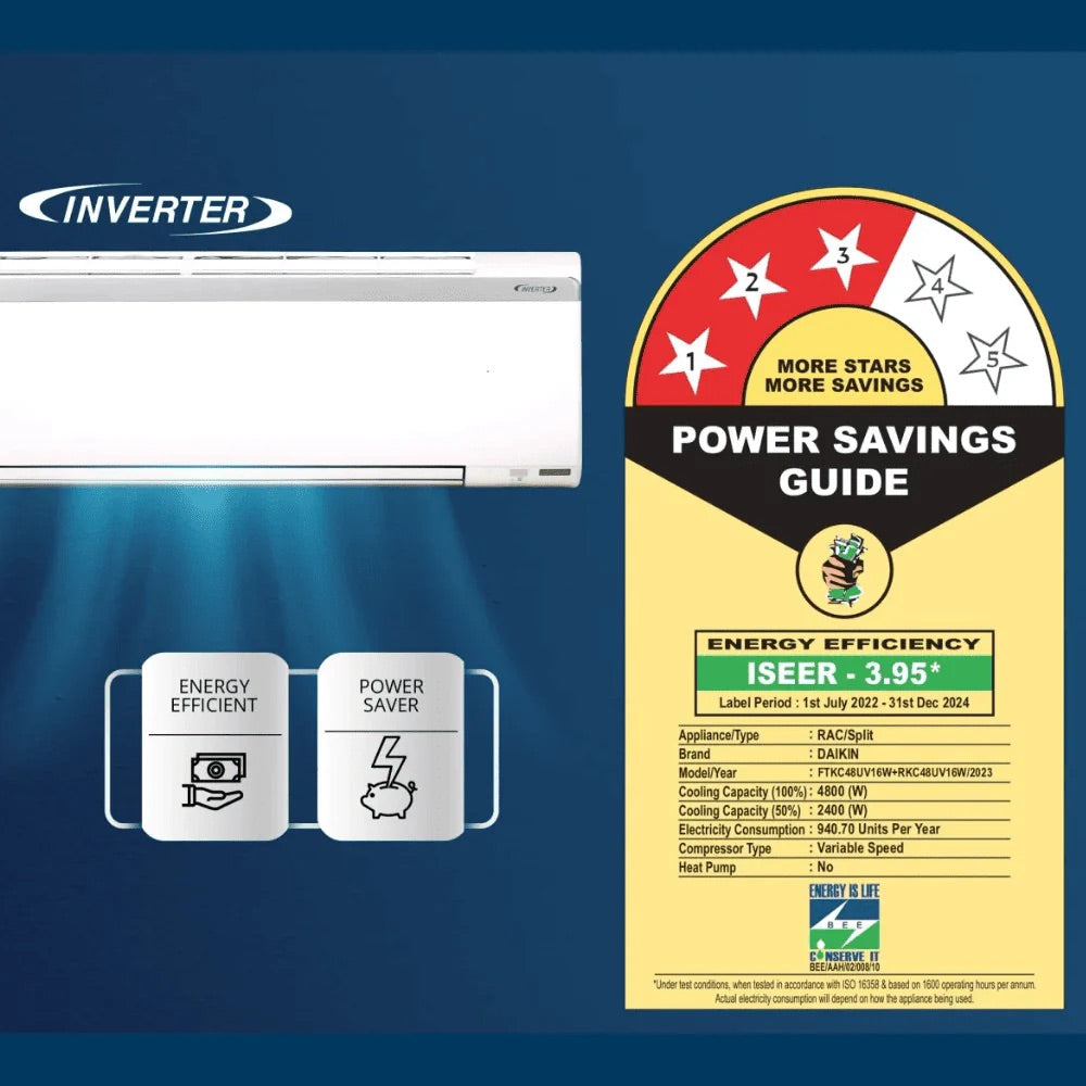 Daikin 1.4T Inverter Split AC 3 Star, FTKC48UV16WF